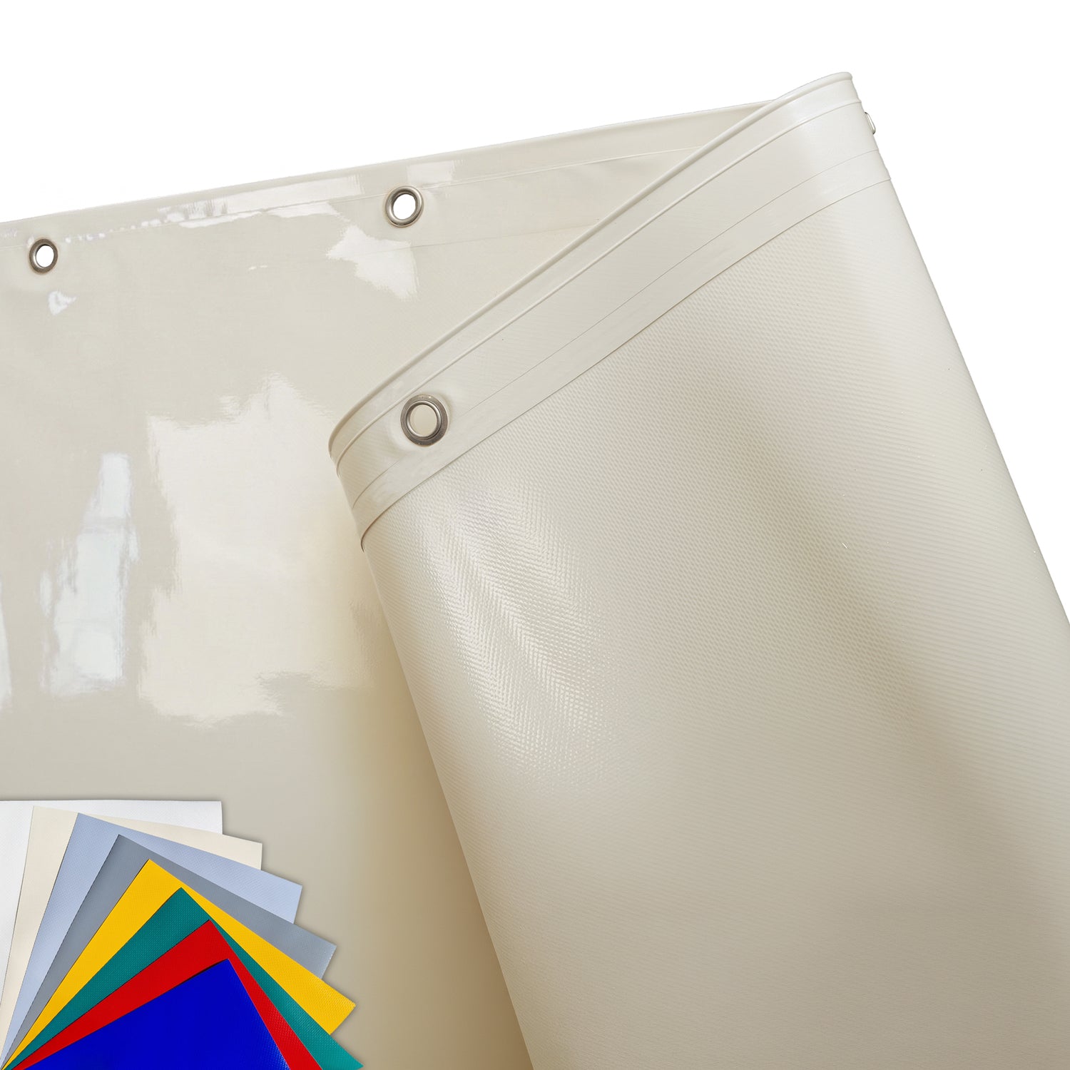 Tessuto PVC su misura con bordatura e occhielli