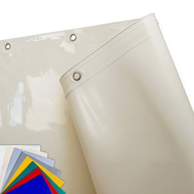 Tessuto PVC su misura con bordatura e occhielli